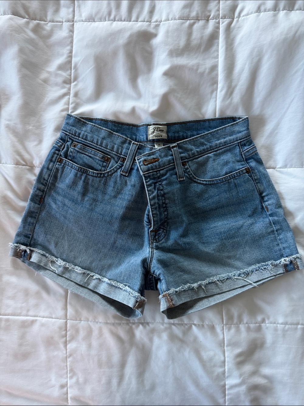 J. Crew Medium Blue High-Rise Denim Cutoff Shorts